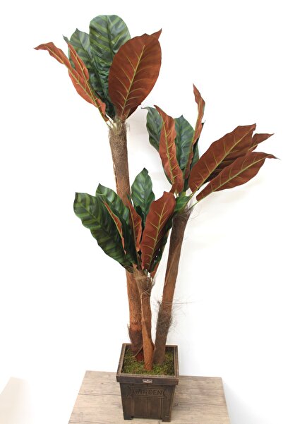 Yapay Çiçek Deposu Yapay 3Lü Ağaç 135 Cm Kahve-Yeşil