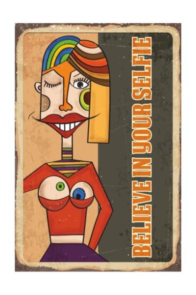 Hayat Poster Μίνι ρετρό ξύλινη αφίσα - Believe In Your Selfie (10x20 cm)