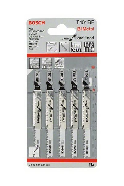 Bosch T 101 D Clean Woodworking Tools - 5-piece Jig Saw Blade