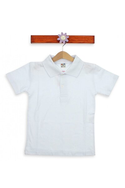 A.L.M Kids Tricou alb unisex pentru copii cu gât polo