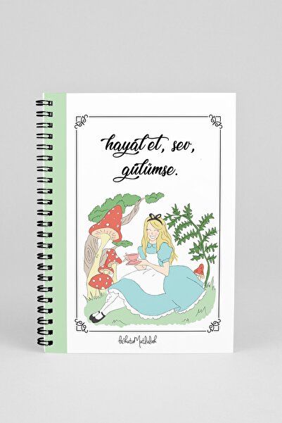 Bikutumutluluk Souvenir - N040 A5 Design Spiral Notebook - Alice with Green C...