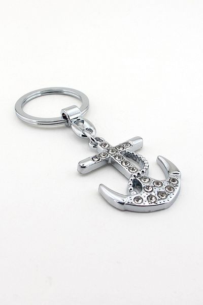 Solfera Unisex Sailor Anchor Chip Sailor Shiny Stone Metal Keychain Kc729