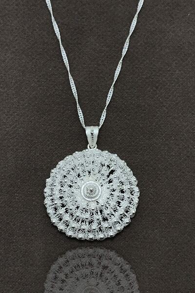 Midyat Nurtaş Gümüş Kadın Bereket Model Elişçiliği Telkari Gümüş Kolye MNG201...