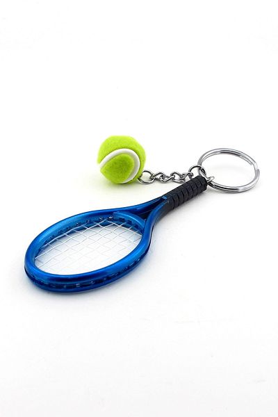 Solfera Navy Blue Unisex Tennis Racket and Ball - Keychain Pvc Kc766