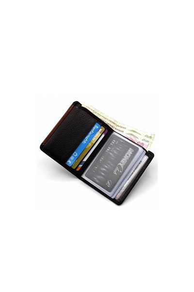 WEST POLO CÜZDAN Brown Men's Transparent Card Holder with Paper Money Compartment Card Holder WP3002