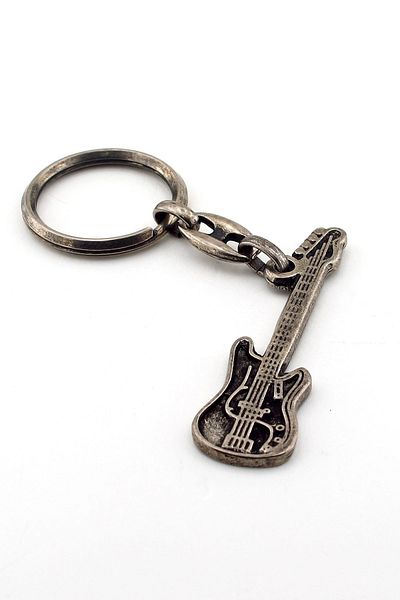 Solfera Unisex Electric Guitar Anthracite Antique Metal Keychain Kc699