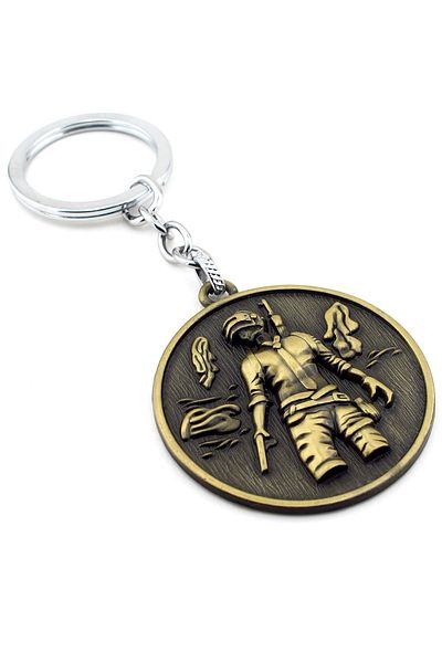 Solfera Unisex Battleground Mobile Embossed Antique Yellow Metal Keychain Kc756