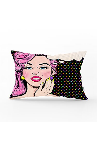 Realhomes غطاء وسادة مستطيل مزخرف بطباعة رقمية من Pop Art Retro