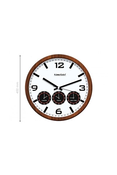 Time Gold Ceas de perete din plastic cu 4 dimensiuni ale capitalilor lumii 40 cm