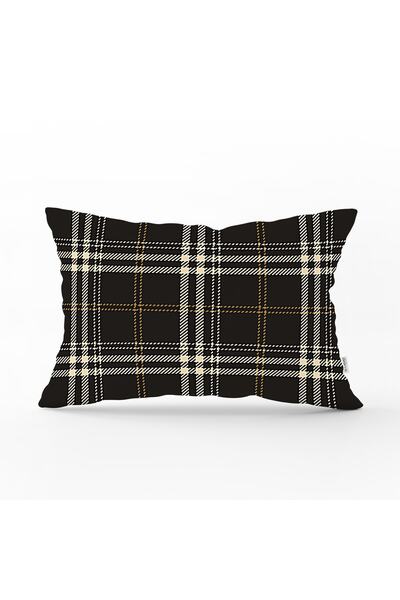 Realhomes غطاء وسادة مستطيل مزخرف بطباعة رقمية منقوشة باللون الأسود