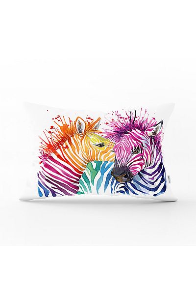 Realhomes Zebra Patterned Digital Printed Decorative Rectangular Pillow Throw Pillow Cover