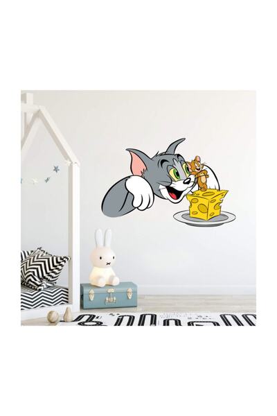 Sticker Sepetim Tom Ve Jerry Çocuk Odası Dekoratif Duvar Sticker