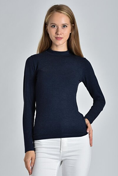 Pousse Collection Women's Navy Blue Long Sleeve Turtleneck Body