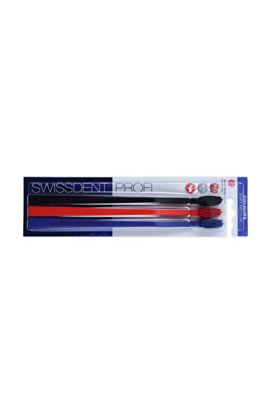 Swissdent Colours Soft-Medium Toothbrushes (black, red, blue) 3 pcs