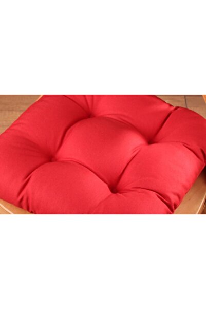 ALTINPAMUK 4-Piece Gold Red Fluffy Chair Cushion Special Stitched Lace up 40X40Cm