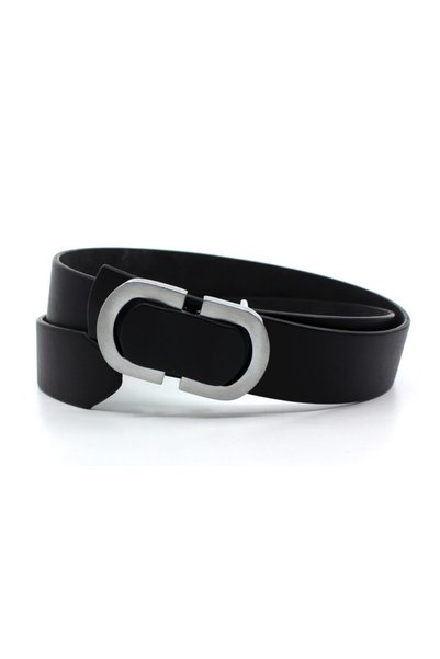 Çanta Sepetim Unisex Black Silver Buckle Belt