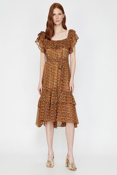 Koton Brown Patterned Dress 9YAK83288EW