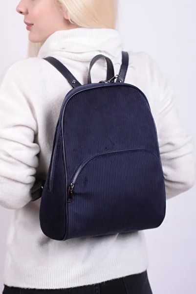 Housebags Velvet Navy Blue Women's Backpack 157
