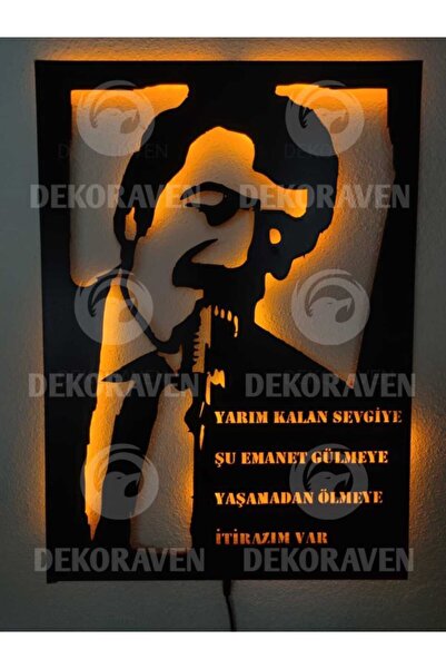 dekoraven Müslüm Gürses Itirazım Var Led Işıklı Tablo