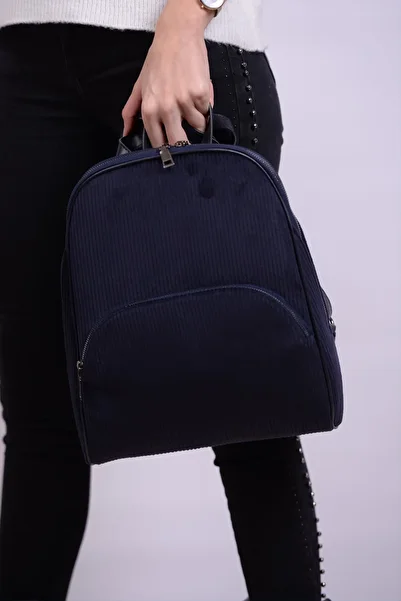 Housebags Velvet Navy Blue Women's Backpack 157