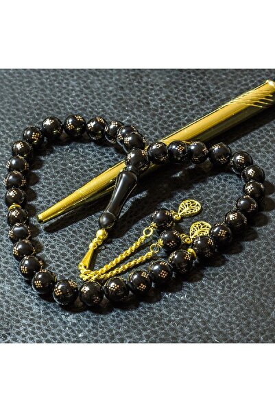 TESBİHCİBABA Unisex Altın Tasarım Erzurum Oltu Taşı Tesbih TB6697