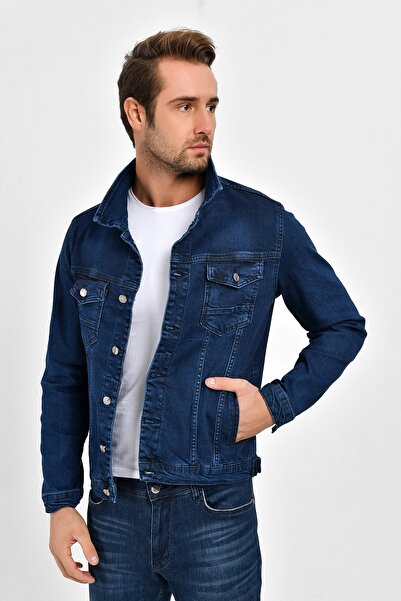 DYNAMO Чоловіча джинсова куртка з лайкри Navy Blue6 Slim Fit