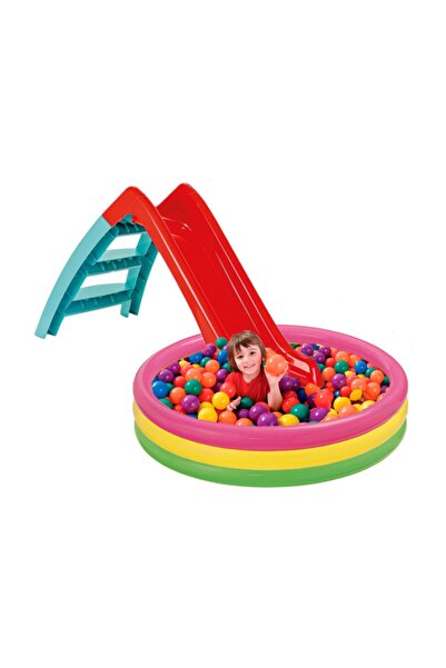 Anka Kaydırak Oyun Havuzu Kanz Kaydırak Yumuşak Taban Havuz (114x25cm) 100 Adet Oyun Topu Oyun Parkı