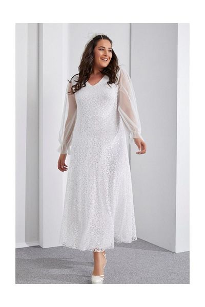 Seamoda Rochie de seara cu paiete Rochie alba
