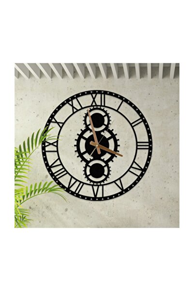 Metalium Concept ساعة حائط معدنية مزخرفة بأرقام رومانية ذات طابع تروس 45x45 سم [1142-45x45]