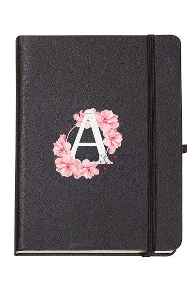 mooodcase Pink Flower Patterned Letter A Thermo Leather Notebook