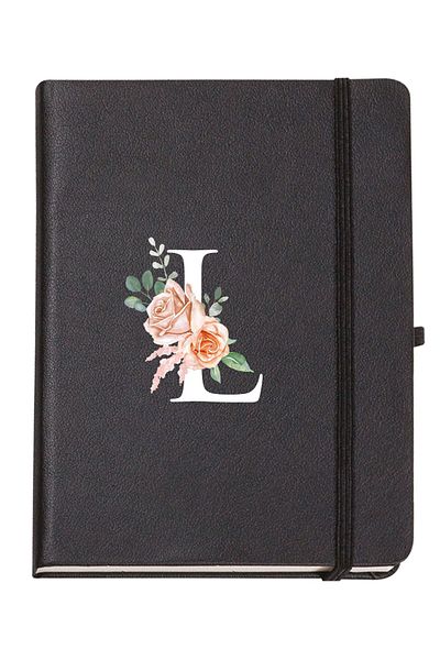 mooodcase Rose Patterned Thermo Leather Notebook with Letter L