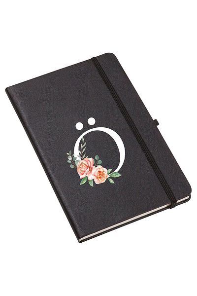 mooodcase Rose Patterned Thermo Leather Notebook with Letter O