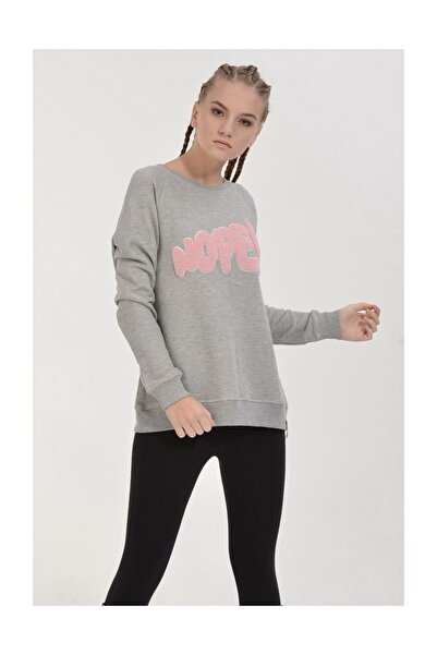 Cotton Candy Hanorac cu relief Nope - Gri Melange
