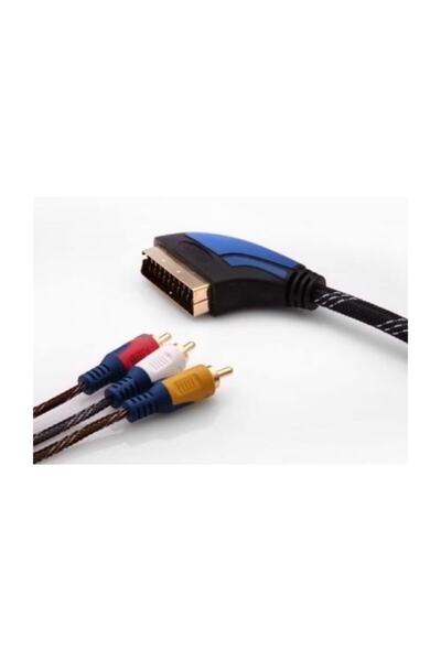 S-LINK SLX-930 SCART TO 3RCA 2m Gold+Kılıflı Kablo