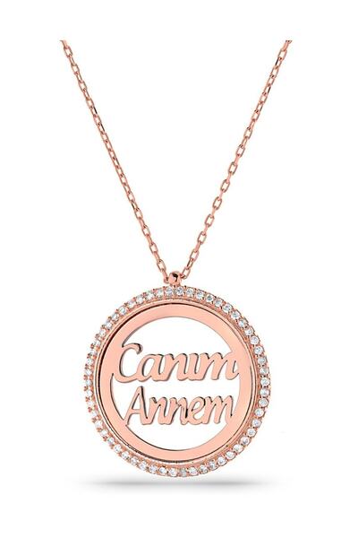 MySilvers Canım Annem Kolyesi Kadın Rose Zirkon