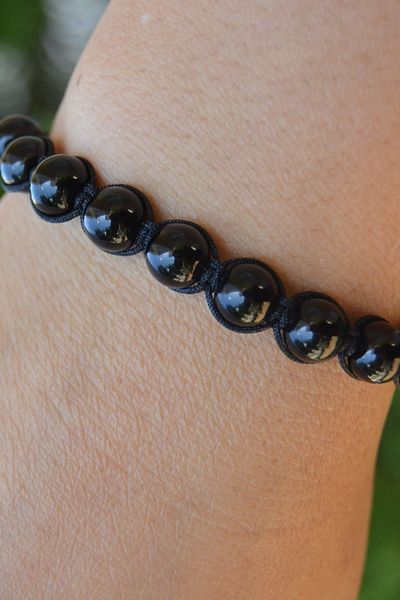 Stoneage Onyx Stoned Black Macrame Men's and Women's Bracelet