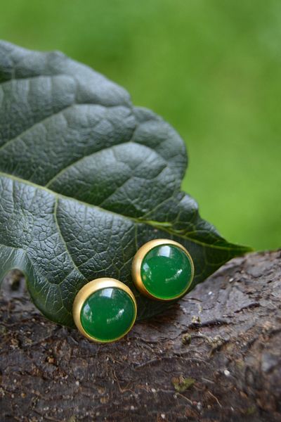 Stoneage Hand Plastered Jade Natural Stone Women's Earrings