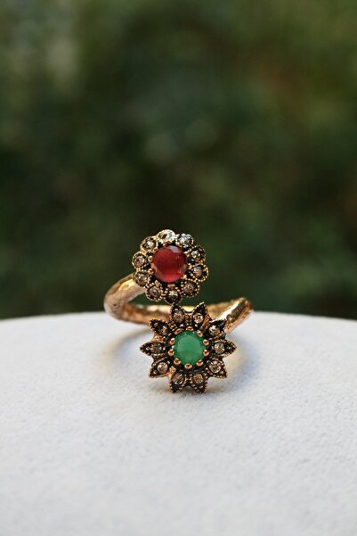 Stoneage Jewellery Bronz Yüzük Çift Çiçek