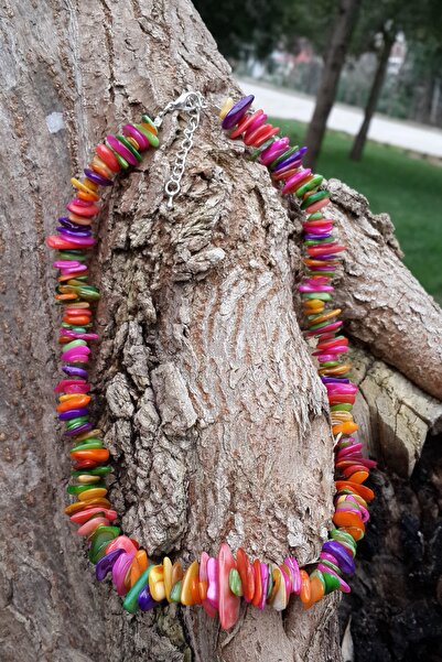 Stoneage قلادة من حجر اللؤلؤ الطبيعي للنساء