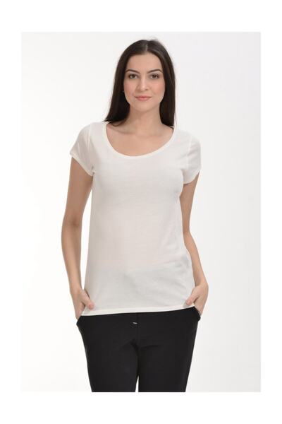 Cotton Candy Футболка з круглим коміром і короткими рукавами Basic - Екрю