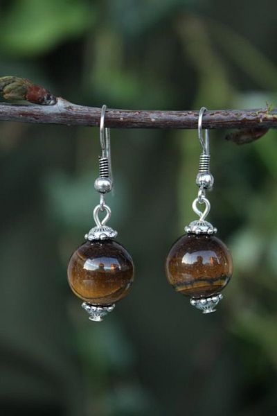 Stoneage Earrings Tiger Eye Natural Stone F00304