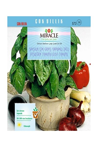 Genel Markalar Miracle Saksılık Çok Geniş Yapraklı Tatlı Fesleğen Tohumu(250 ...