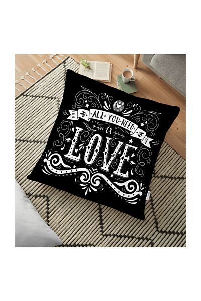 Realhomes Black Love Printed Digital Printed Perna Decorativa Pardoseala - 70 X 70 Cm