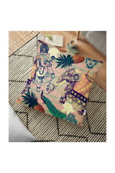 Realhomes Pernă decorativă de podea cu tematică etnică africană 70X70cm