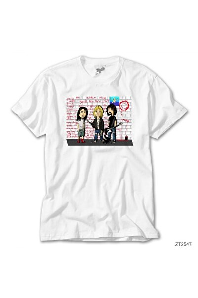 Z zepplin تي شيرت أبيض كارتوني لشارع نيرفانا