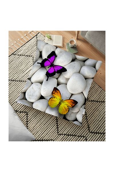 Realhomes Pernă decorativă de podea cu imprimare digitală cu model de fluturi - 70 X 70 cm