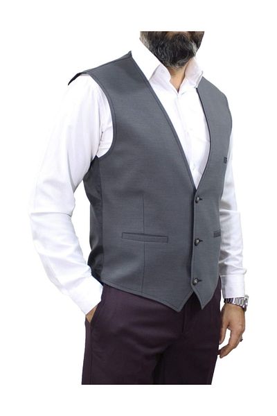 MENTOR REGALO Men's Vest V-Neck Gray 50242
