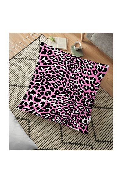 Realhomes Pernă de podea modernă cu model leopard de culoare roz - 70 X 70 cm