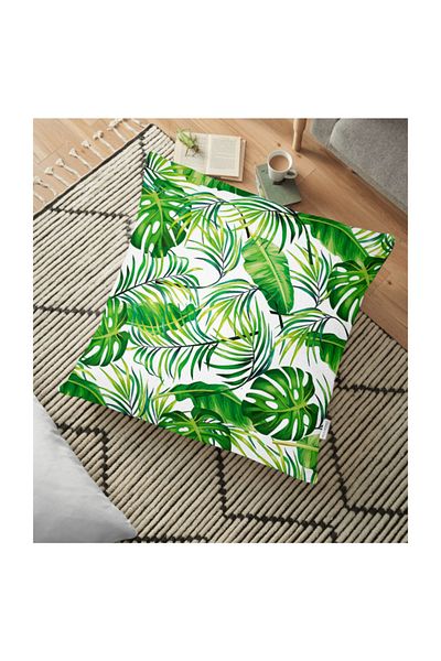 Realhomes Perna Decorativa de Pardoseala Imprimata Digital cu Design Modern Frunze Verzi - 70 X 70 Cm