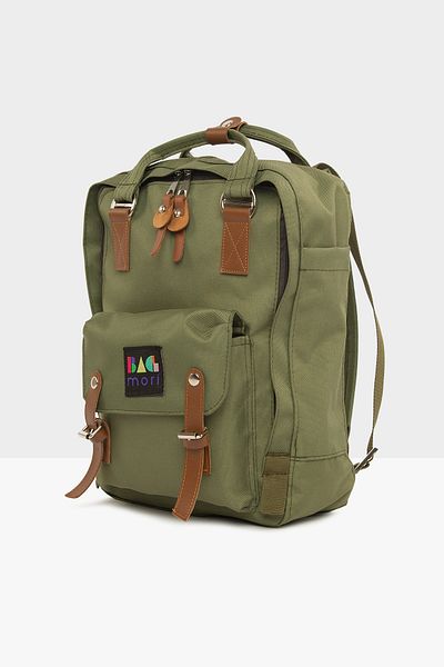Bagmori Khaki Unisex Belt Detailed Pocket Backpack